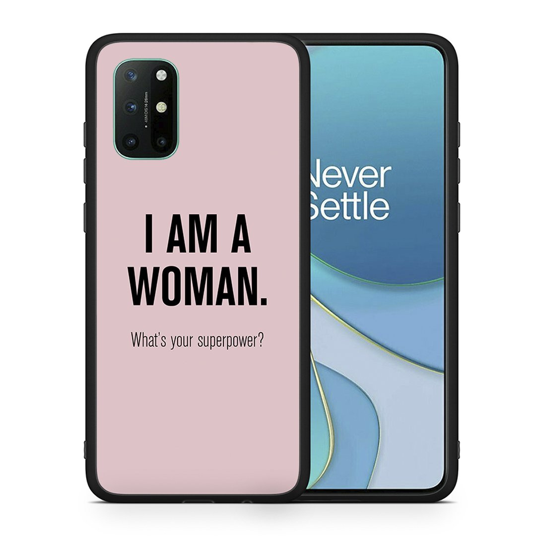 Θήκη OnePlus 8T Superpower Woman από τη Smartfits με σχέδιο στο πίσω μέρος και μαύρο περίβλημα | OnePlus 8T Superpower Woman case with colorful back and black bezels