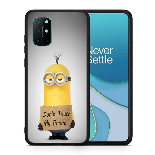 Θήκη OnePlus 8T Minion Text από τη Smartfits με σχέδιο στο πίσω μέρος και μαύρο περίβλημα | OnePlus 8T Minion Text case with colorful back and black bezels