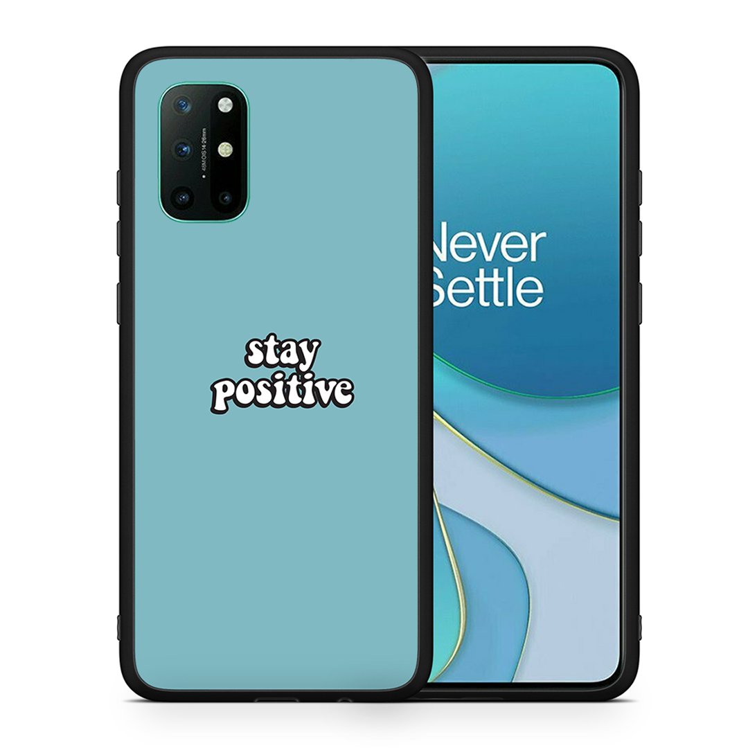 Θήκη OnePlus 8T Positive Text από τη Smartfits με σχέδιο στο πίσω μέρος και μαύρο περίβλημα | OnePlus 8T Positive Text case with colorful back and black bezels