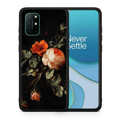 Θήκη OnePlus 8T Vintage Roses από τη Smartfits με σχέδιο στο πίσω μέρος και μαύρο περίβλημα | OnePlus 8T Vintage Roses case with colorful back and black bezels
