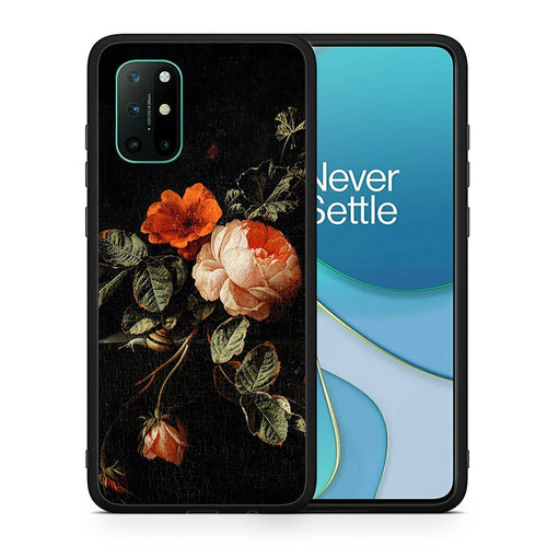 Θήκη OnePlus 8T Vintage Roses από τη Smartfits με σχέδιο στο πίσω μέρος και μαύρο περίβλημα | OnePlus 8T Vintage Roses case with colorful back and black bezels