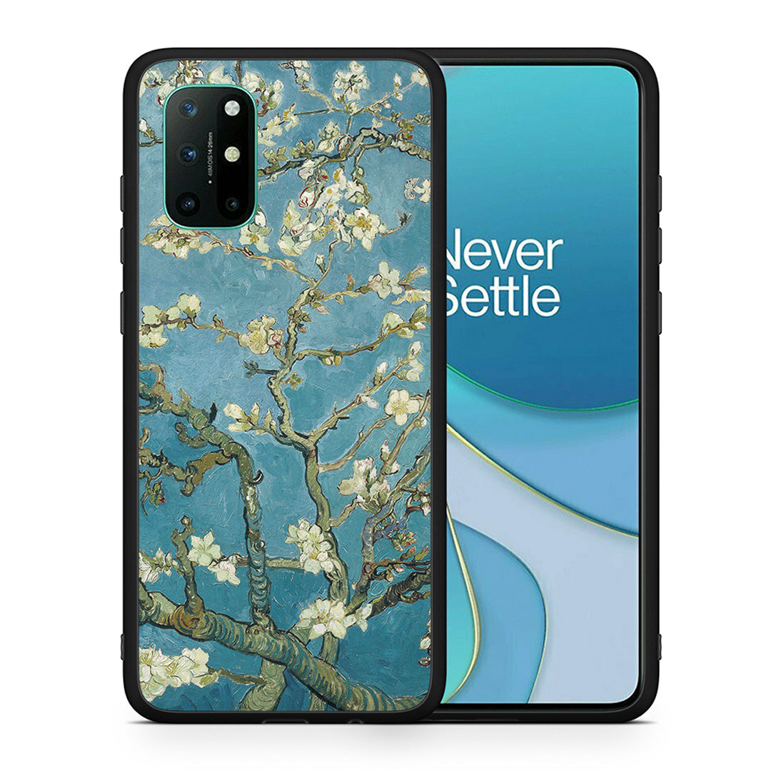 Θήκη OnePlus 8T White Blossoms από τη Smartfits με σχέδιο στο πίσω μέρος και μαύρο περίβλημα | OnePlus 8T White Blossoms case with colorful back and black bezels