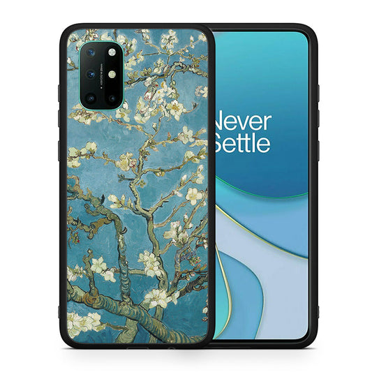 Θήκη OnePlus 8T White Blossoms από τη Smartfits με σχέδιο στο πίσω μέρος και μαύρο περίβλημα | OnePlus 8T White Blossoms case with colorful back and black bezels