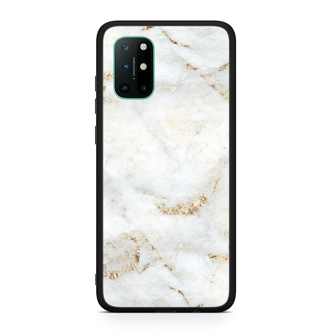 OnePlus 8T White Gold Marble θήκη από τη Smartfits με σχέδιο στο πίσω μέρος και μαύρο περίβλημα | Smartphone case with colorful back and black bezels by Smartfits