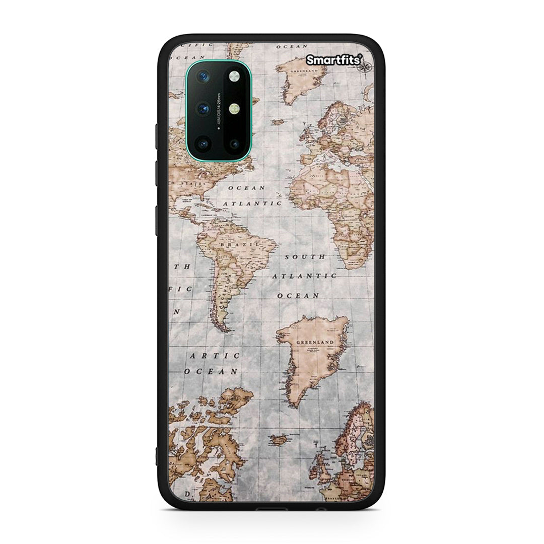 OnePlus 8T World Map Θήκη από τη Smartfits με σχέδιο στο πίσω μέρος και μαύρο περίβλημα | Smartphone case with colorful back and black bezels by Smartfits