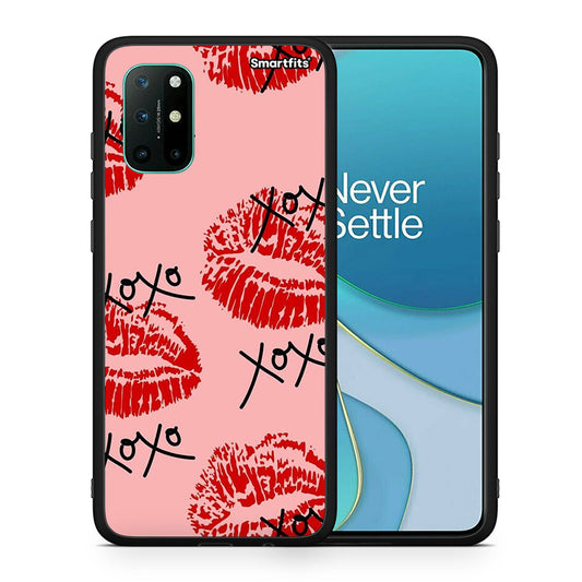 Θήκη OnePlus 8T XOXO Lips από τη Smartfits με σχέδιο στο πίσω μέρος και μαύρο περίβλημα | OnePlus 8T XOXO Lips case with colorful back and black bezels