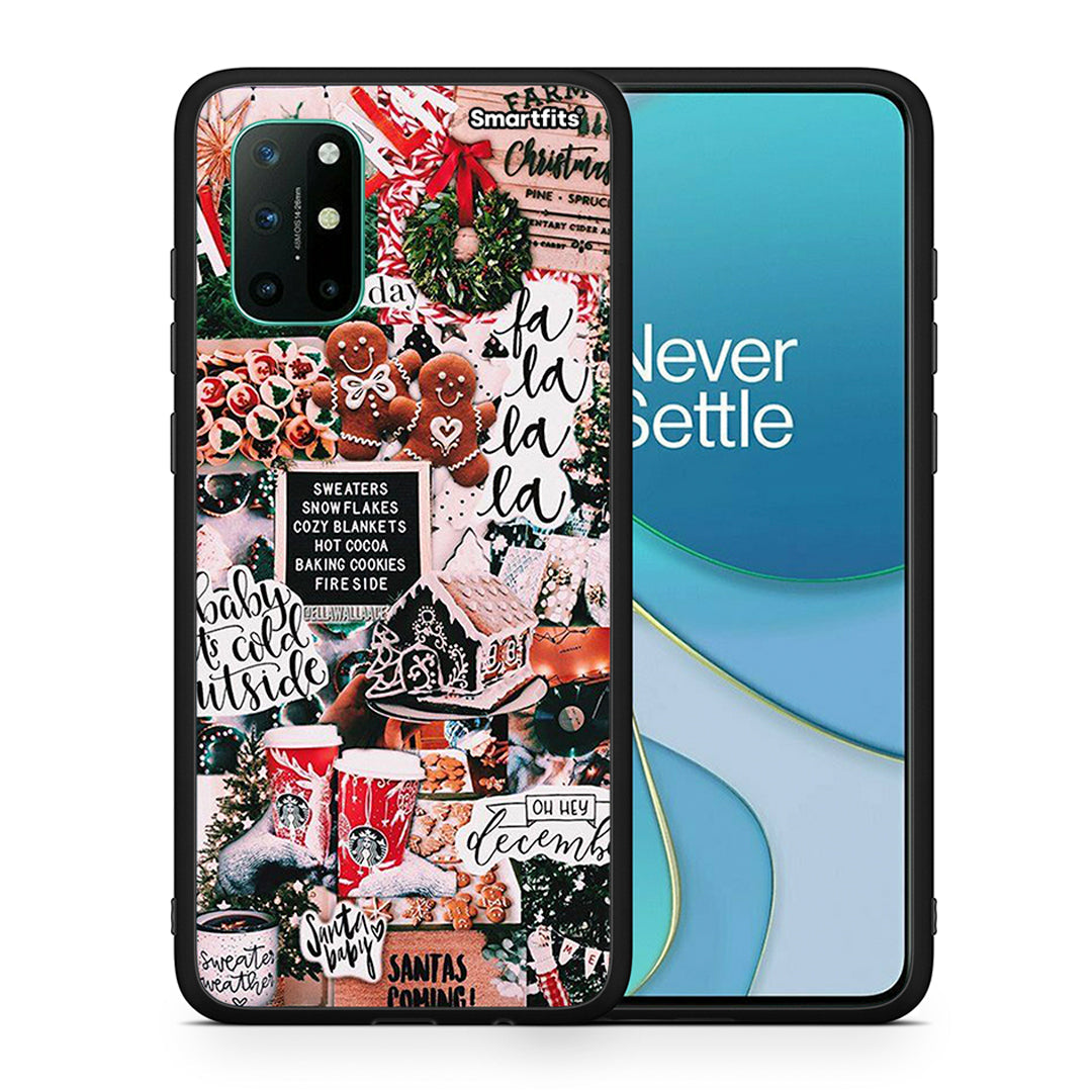 Θήκη OnePlus 8T Xmas Habbits από τη Smartfits με σχέδιο στο πίσω μέρος και μαύρο περίβλημα | OnePlus 8T Xmas Habbits case with colorful back and black bezels