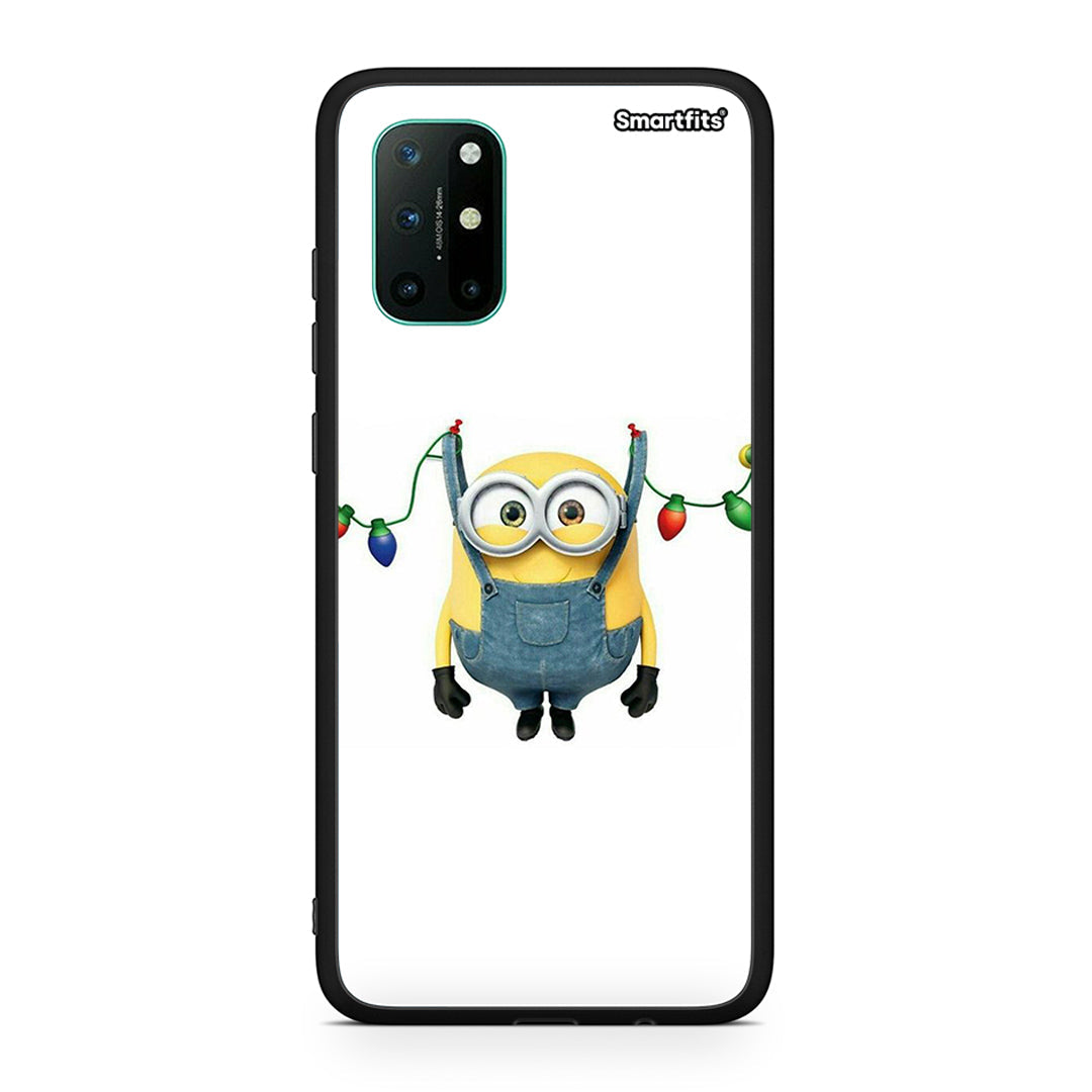 OnePlus 8T Xmas Minion Lights θήκη από τη Smartfits με σχέδιο στο πίσω μέρος και μαύρο περίβλημα | Smartphone case with colorful back and black bezels by Smartfits