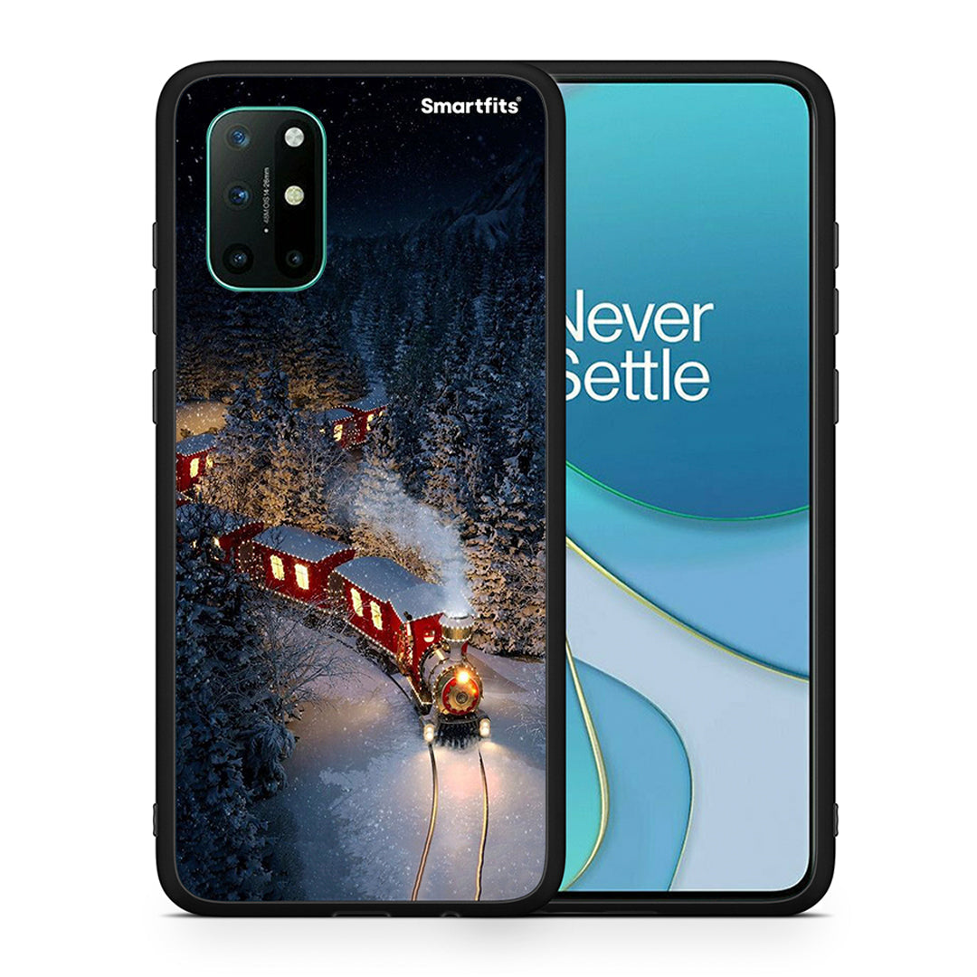 Θήκη OnePlus 8T Xmas Train από τη Smartfits με σχέδιο στο πίσω μέρος και μαύρο περίβλημα | OnePlus 8T Xmas Train case with colorful back and black bezels