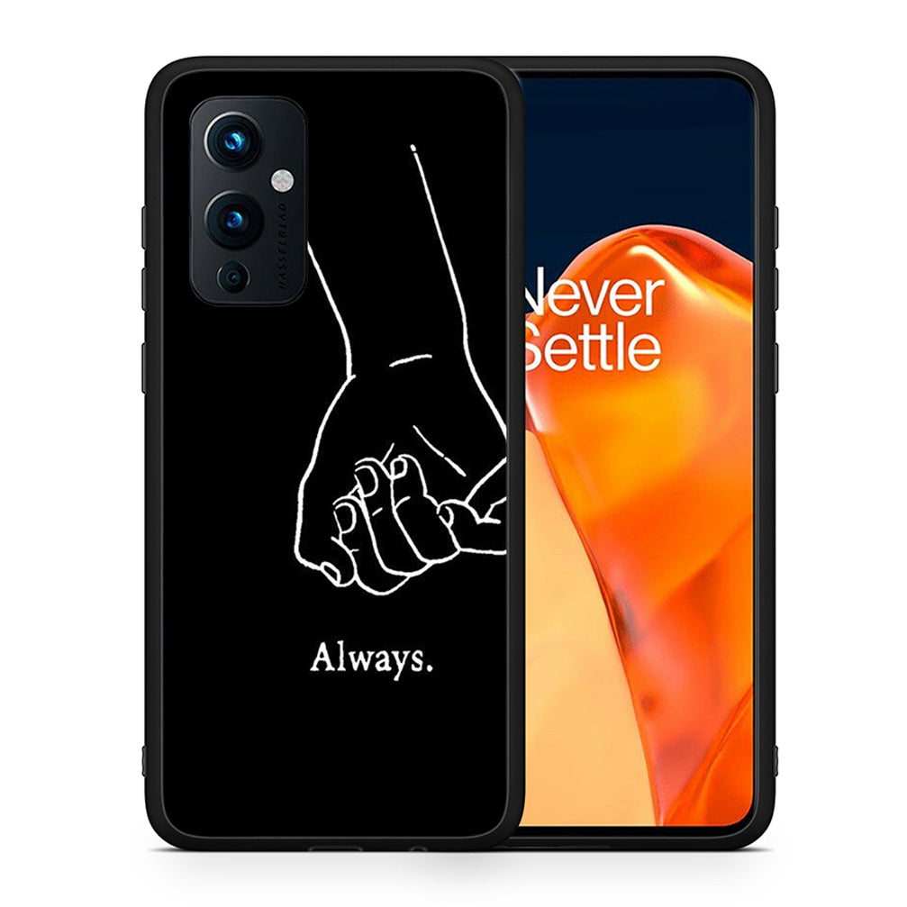 Θήκη Αγίου Βαλεντίνου OnePlus 9 Always & Forever 1 από τη Smartfits με σχέδιο στο πίσω μέρος και μαύρο περίβλημα | OnePlus 9 Always & Forever 1 case with colorful back and black bezels