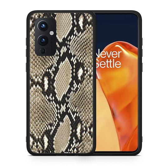 Θήκη OnePlus 9 Fashion Snake Animal από τη Smartfits με σχέδιο στο πίσω μέρος και μαύρο περίβλημα | OnePlus 9 Fashion Snake Animal case with colorful back and black bezels