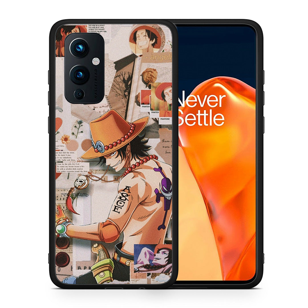 Θήκη OnePlus 9 Anime Collage από τη Smartfits με σχέδιο στο πίσω μέρος και μαύρο περίβλημα | OnePlus 9 Anime Collage case with colorful back and black bezels