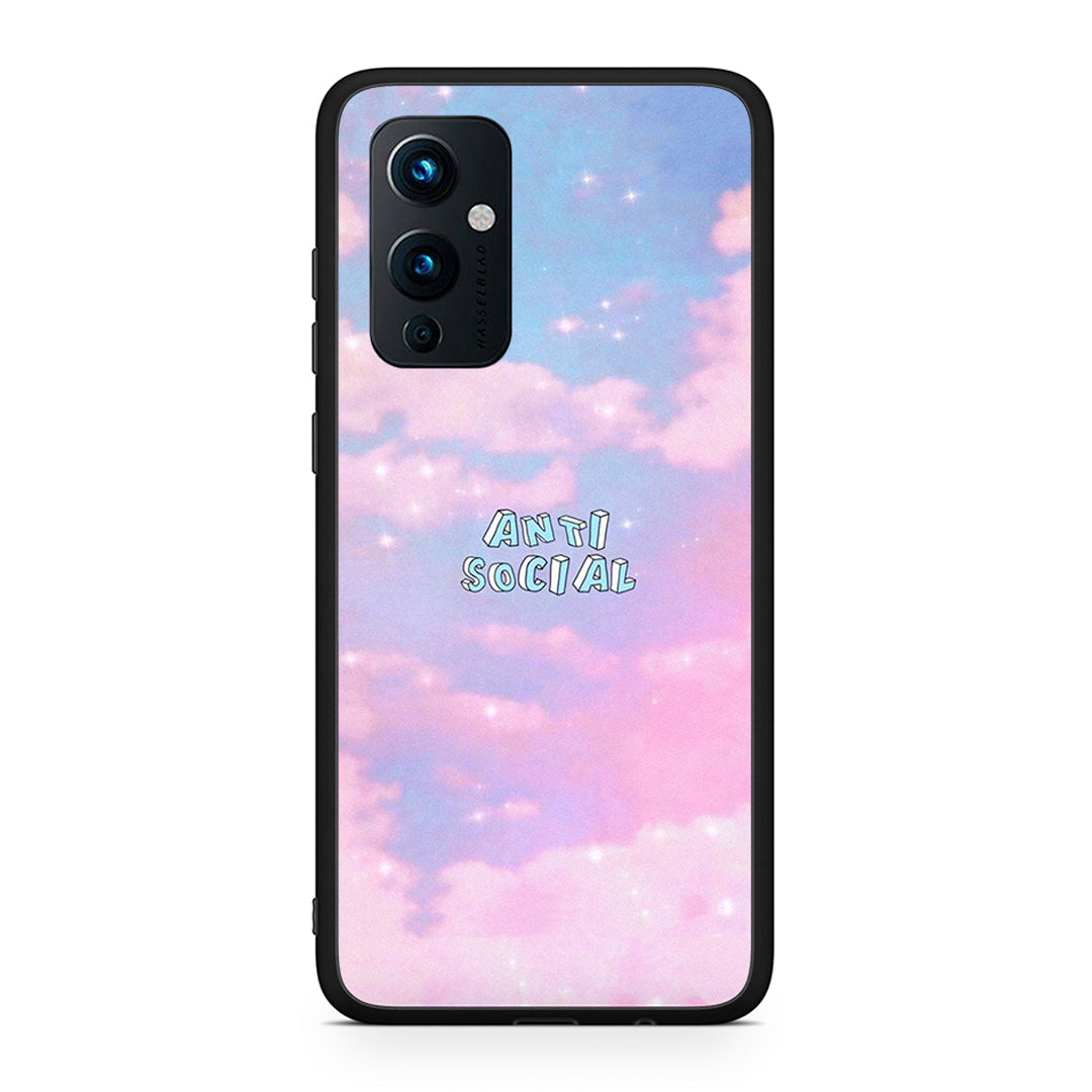 OnePlus 9 Anti Social Θήκη Αγίου Βαλεντίνου από τη Smartfits με σχέδιο στο πίσω μέρος και μαύρο περίβλημα | Smartphone case with colorful back and black bezels by Smartfits