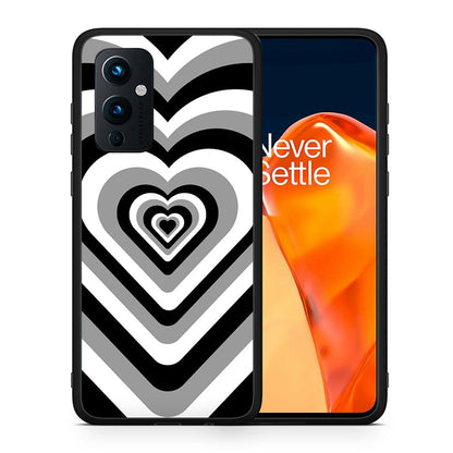 Θήκη OnePlus 9 Black Hearts από τη Smartfits με σχέδιο στο πίσω μέρος και μαύρο περίβλημα | OnePlus 9 Black Hearts case with colorful back and black bezels