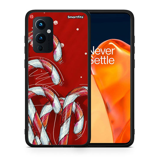 Θήκη OnePlus 9 Candy Cane από τη Smartfits με σχέδιο στο πίσω μέρος και μαύρο περίβλημα | OnePlus 9 Candy Cane case with colorful back and black bezels