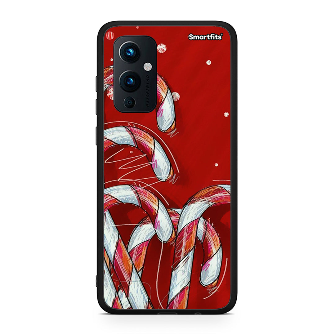 OnePlus 9 Candy Cane θήκη από τη Smartfits με σχέδιο στο πίσω μέρος και μαύρο περίβλημα | Smartphone case with colorful back and black bezels by Smartfits