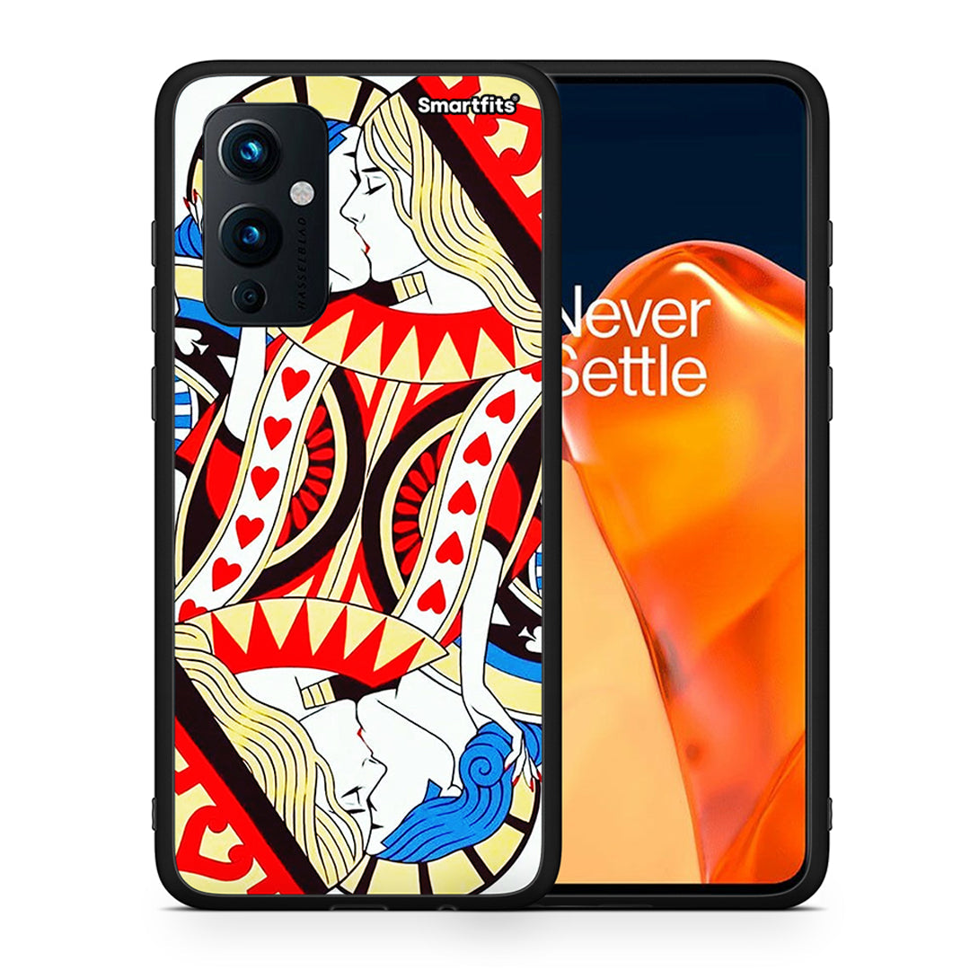 Θήκη OnePlus 9 Card Love από τη Smartfits με σχέδιο στο πίσω μέρος και μαύρο περίβλημα | OnePlus 9 Card Love case with colorful back and black bezels
