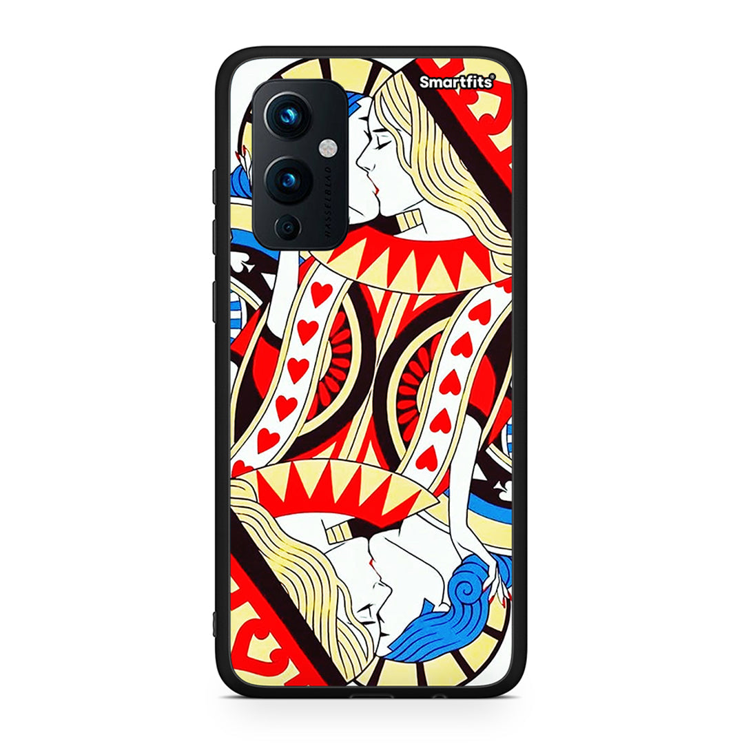 OnePlus 9 Card Love θήκη από τη Smartfits με σχέδιο στο πίσω μέρος και μαύρο περίβλημα | Smartphone case with colorful back and black bezels by Smartfits