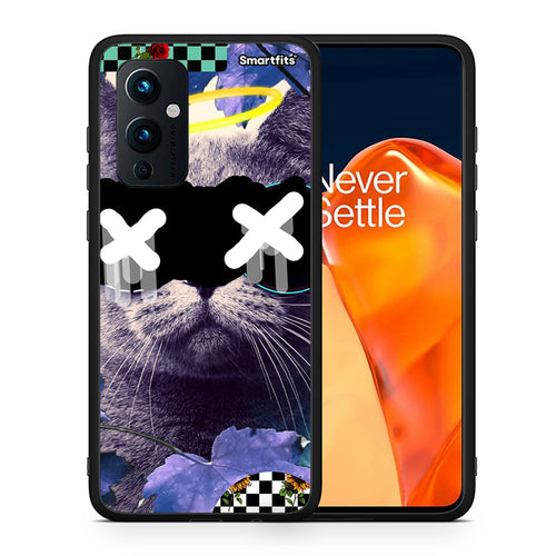 Θήκη OnePlus 9 Cat Collage από τη Smartfits με σχέδιο στο πίσω μέρος και μαύρο περίβλημα | OnePlus 9 Cat Collage case with colorful back and black bezels