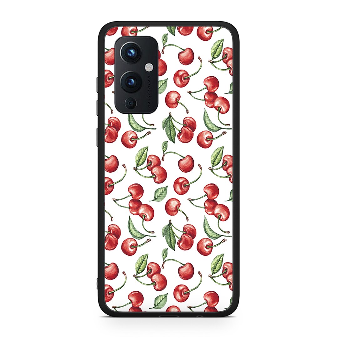 OnePlus 9 Cherry Summer θήκη από τη Smartfits με σχέδιο στο πίσω μέρος και μαύρο περίβλημα | Smartphone case with colorful back and black bezels by Smartfits