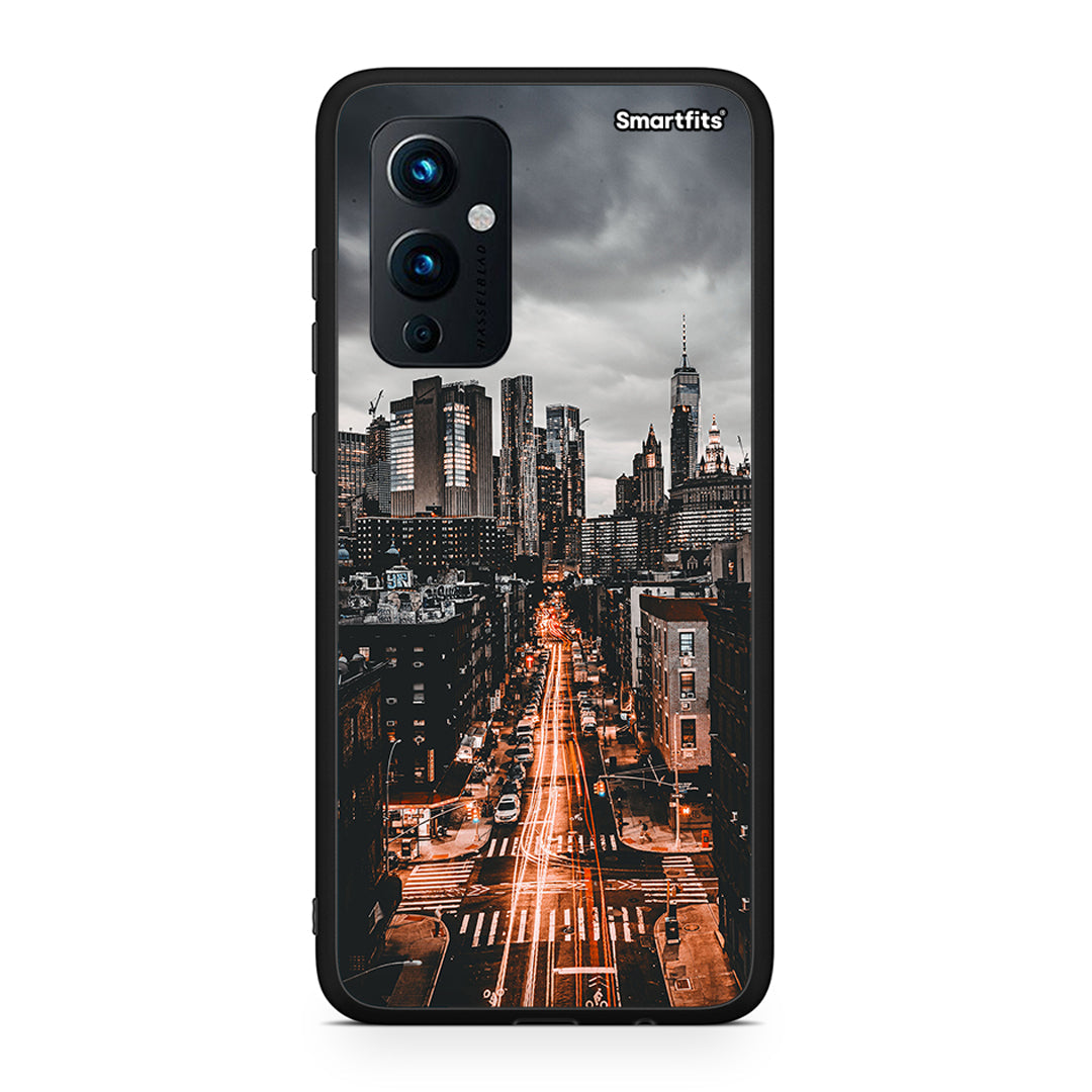 OnePlus 9 City Lights θήκη από τη Smartfits με σχέδιο στο πίσω μέρος και μαύρο περίβλημα | Smartphone case with colorful back and black bezels by Smartfits