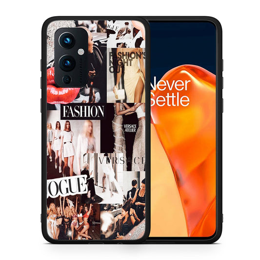 Θήκη Αγίου Βαλεντίνου OnePlus 9 Collage Fashion από τη Smartfits με σχέδιο στο πίσω μέρος και μαύρο περίβλημα | OnePlus 9 Collage Fashion case with colorful back and black bezels