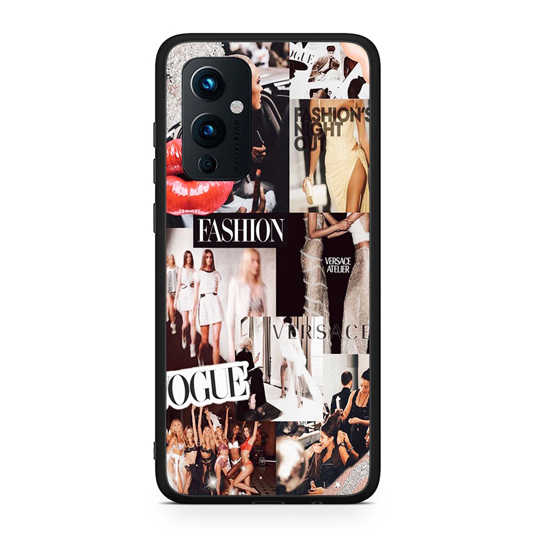 OnePlus 9 Collage Fashion Θήκη Αγίου Βαλεντίνου από τη Smartfits με σχέδιο στο πίσω μέρος και μαύρο περίβλημα | Smartphone case with colorful back and black bezels by Smartfits