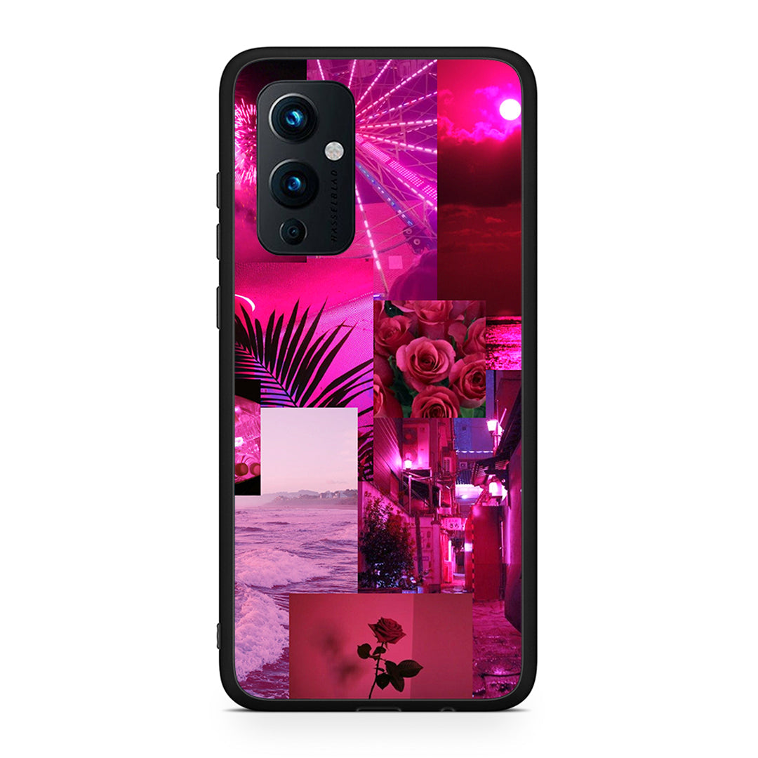 OnePlus 9 Collage Red Roses Θήκη Αγίου Βαλεντίνου από τη Smartfits με σχέδιο στο πίσω μέρος και μαύρο περίβλημα | Smartphone case with colorful back and black bezels by Smartfits