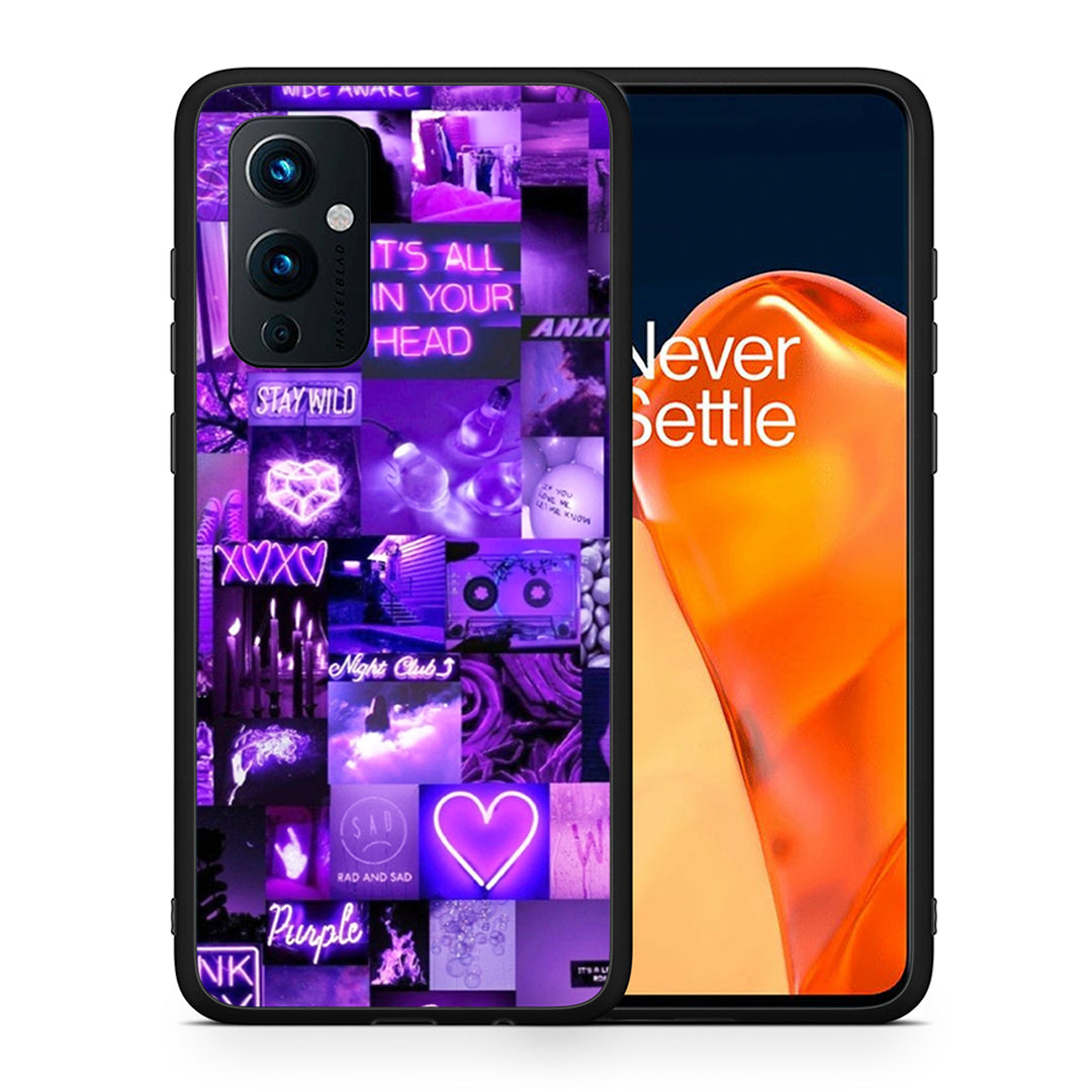 Θήκη Αγίου Βαλεντίνου OnePlus 9 Collage Stay Wild από τη Smartfits με σχέδιο στο πίσω μέρος και μαύρο περίβλημα | OnePlus 9 Collage Stay Wild case with colorful back and black bezels