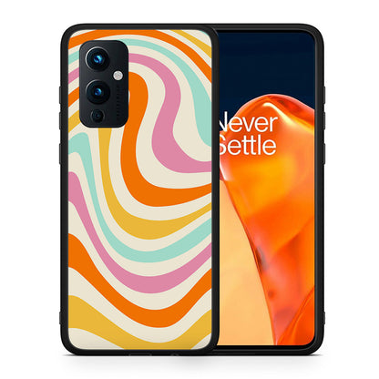 Θήκη OnePlus 9 Colourful Waves από τη Smartfits με σχέδιο στο πίσω μέρος και μαύρο περίβλημα | OnePlus 9 Colourful Waves case with colorful back and black bezels