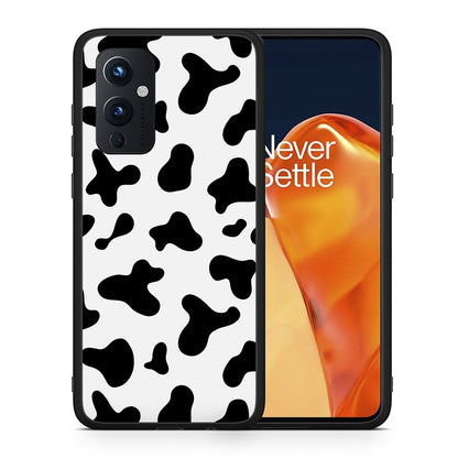 Θήκη OnePlus 9 Cow Print από τη Smartfits με σχέδιο στο πίσω μέρος και μαύρο περίβλημα | OnePlus 9 Cow Print case with colorful back and black bezels