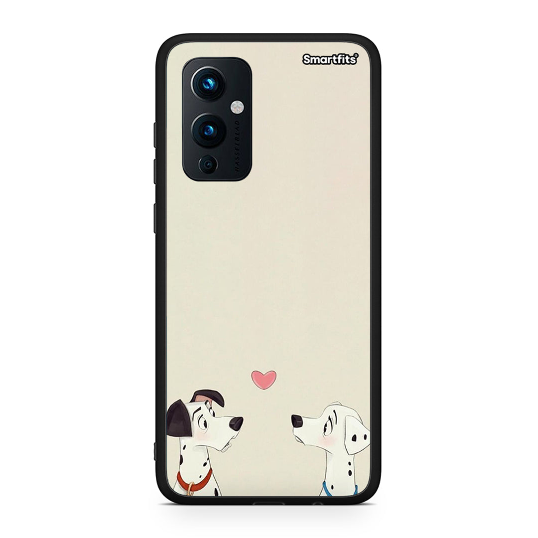 OnePlus 9 Dalmatians Love θήκη από τη Smartfits με σχέδιο στο πίσω μέρος και μαύρο περίβλημα | Smartphone case with colorful back and black bezels by Smartfits