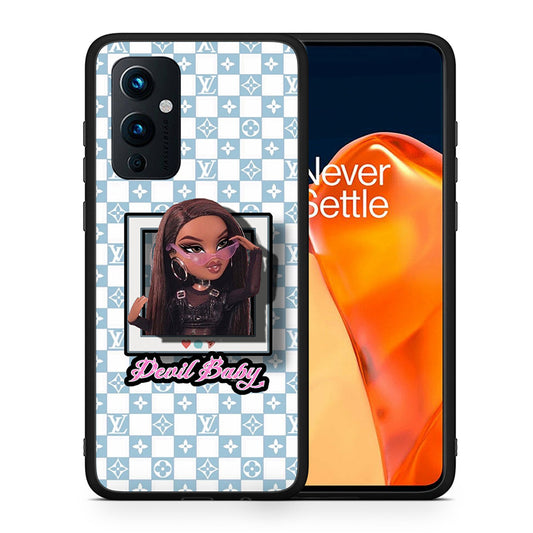 Θήκη Αγίου Βαλεντίνου OnePlus 9 Devil Baby από τη Smartfits με σχέδιο στο πίσω μέρος και μαύρο περίβλημα | OnePlus 9 Devil Baby case with colorful back and black bezels