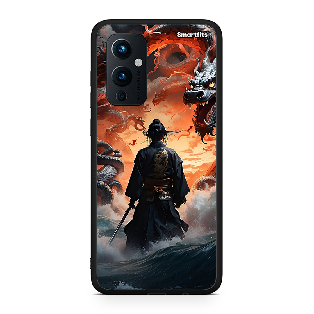 OnePlus 9 Dragons Fight θήκη από τη Smartfits με σχέδιο στο πίσω μέρος και μαύρο περίβλημα | Smartphone case with colorful back and black bezels by Smartfits