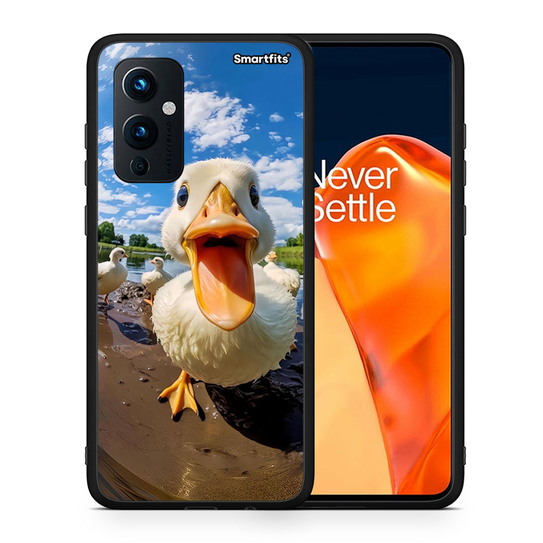 Θήκη OnePlus 9 Duck Face από τη Smartfits με σχέδιο στο πίσω μέρος και μαύρο περίβλημα | OnePlus 9 Duck Face case with colorful back and black bezels