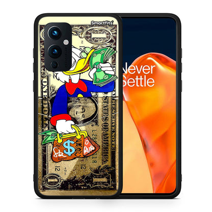Θήκη OnePlus 9 Duck Money από τη Smartfits με σχέδιο στο πίσω μέρος και μαύρο περίβλημα | OnePlus 9 Duck Money case with colorful back and black bezels