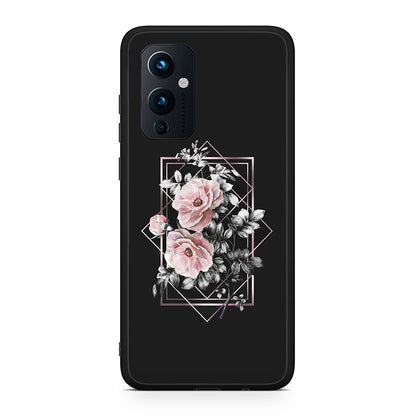 OnePlus 9 Frame Flower θήκη από τη Smartfits με σχέδιο στο πίσω μέρος και μαύρο περίβλημα | Smartphone case with colorful back and black bezels by Smartfits
