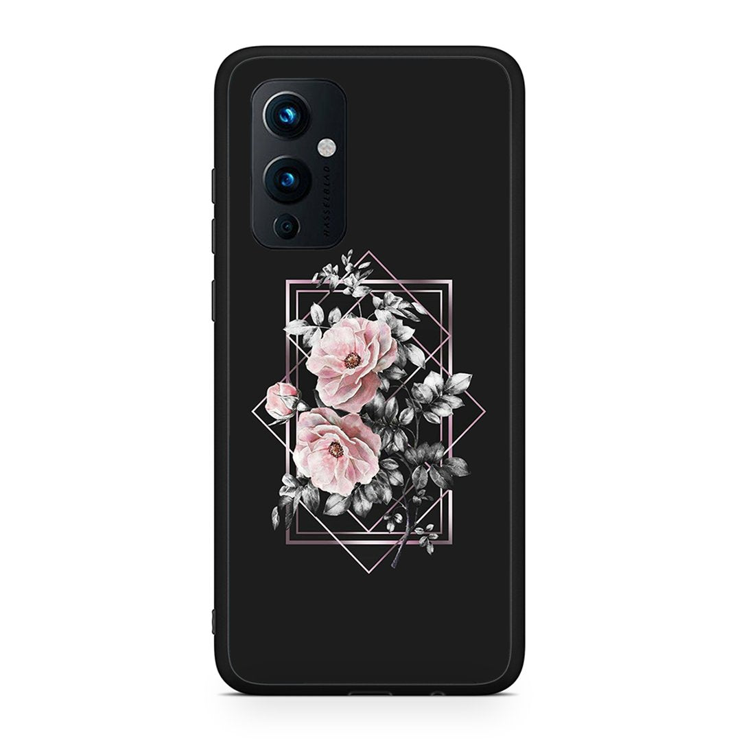 OnePlus 9 Frame Flower θήκη από τη Smartfits με σχέδιο στο πίσω μέρος και μαύρο περίβλημα | Smartphone case with colorful back and black bezels by Smartfits