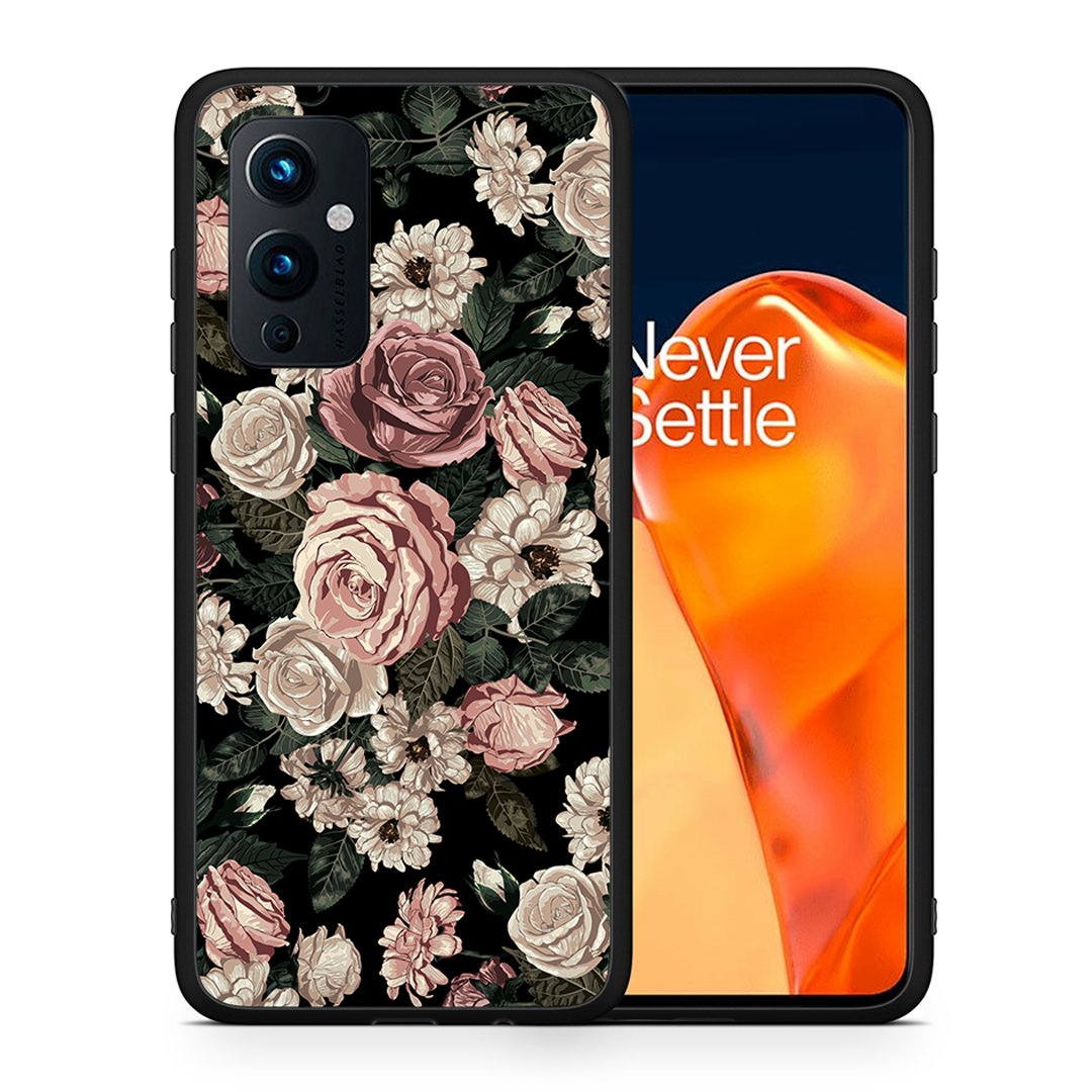Θήκη OnePlus 9 Wild Roses Flower από τη Smartfits με σχέδιο στο πίσω μέρος και μαύρο περίβλημα | OnePlus 9 Wild Roses Flower case with colorful back and black bezels