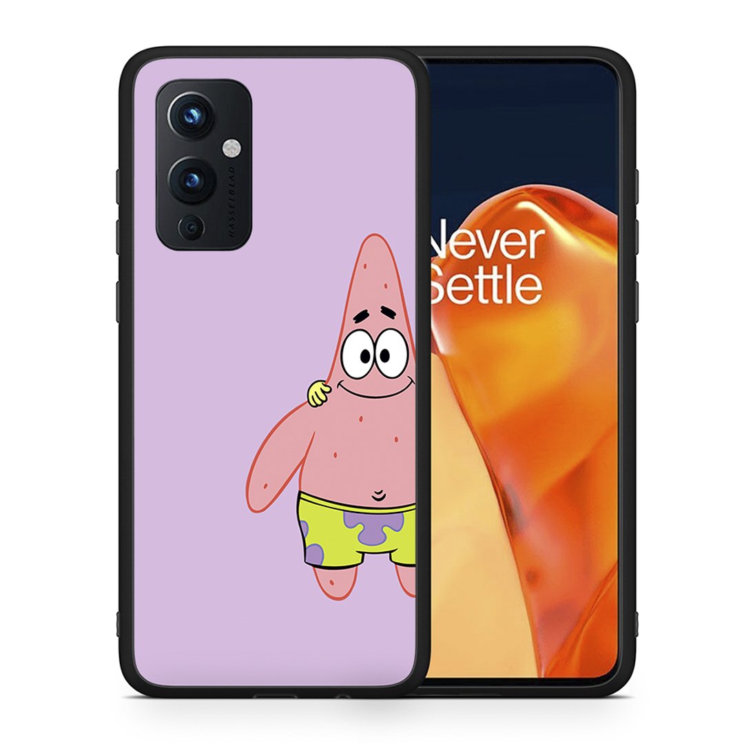 Θήκη OnePlus 9  Friends Patrick από τη Smartfits με σχέδιο στο πίσω μέρος και μαύρο περίβλημα | OnePlus 9  Friends Patrick case with colorful back and black bezels