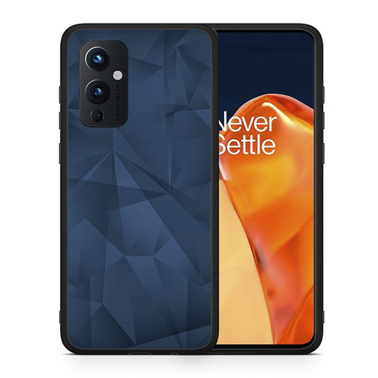 Θήκη OnePlus 9 Blue Abstract Geometric από τη Smartfits με σχέδιο στο πίσω μέρος και μαύρο περίβλημα | OnePlus 9 Blue Abstract Geometric case with colorful back and black bezels