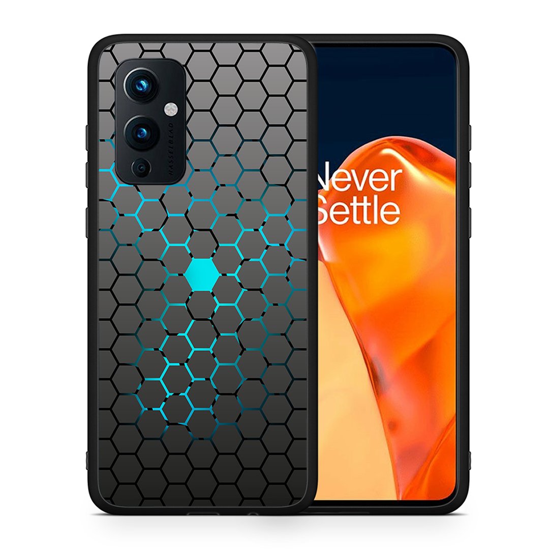 Θήκη OnePlus 9 Hexagonal Geometric από τη Smartfits με σχέδιο στο πίσω μέρος και μαύρο περίβλημα | OnePlus 9 Hexagonal Geometric case with colorful back and black bezels