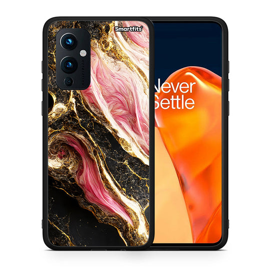 Θήκη OnePlus 9 Glamorous Pink Marble από τη Smartfits με σχέδιο στο πίσω μέρος και μαύρο περίβλημα | OnePlus 9 Glamorous Pink Marble case with colorful back and black bezels