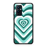 Thumbnail for OnePlus 9 Green Hearts θήκη από τη Smartfits με σχέδιο στο πίσω μέρος και μαύρο περίβλημα | Smartphone case with colorful back and black bezels by Smartfits