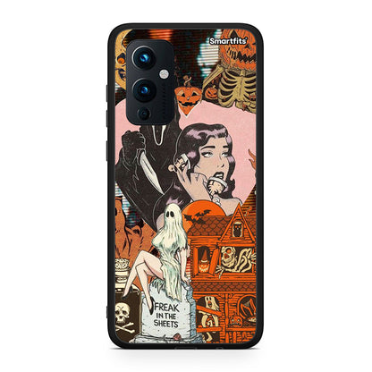 OnePlus 9 Halloween Collage Θήκη από τη Smartfits με σχέδιο στο πίσω μέρος και μαύρο περίβλημα | Smartphone case with colorful back and black bezels by Smartfits