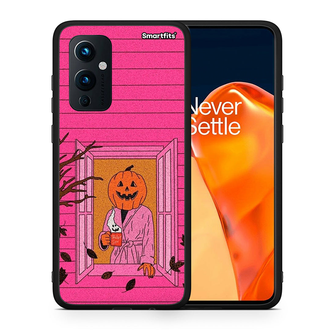 Θήκη OnePlus 9 Halloween Pumpkin Lady από τη Smartfits με σχέδιο στο πίσω μέρος και μαύρο περίβλημα | OnePlus 9 Halloween Pumpkin Lady case with colorful back and black bezels