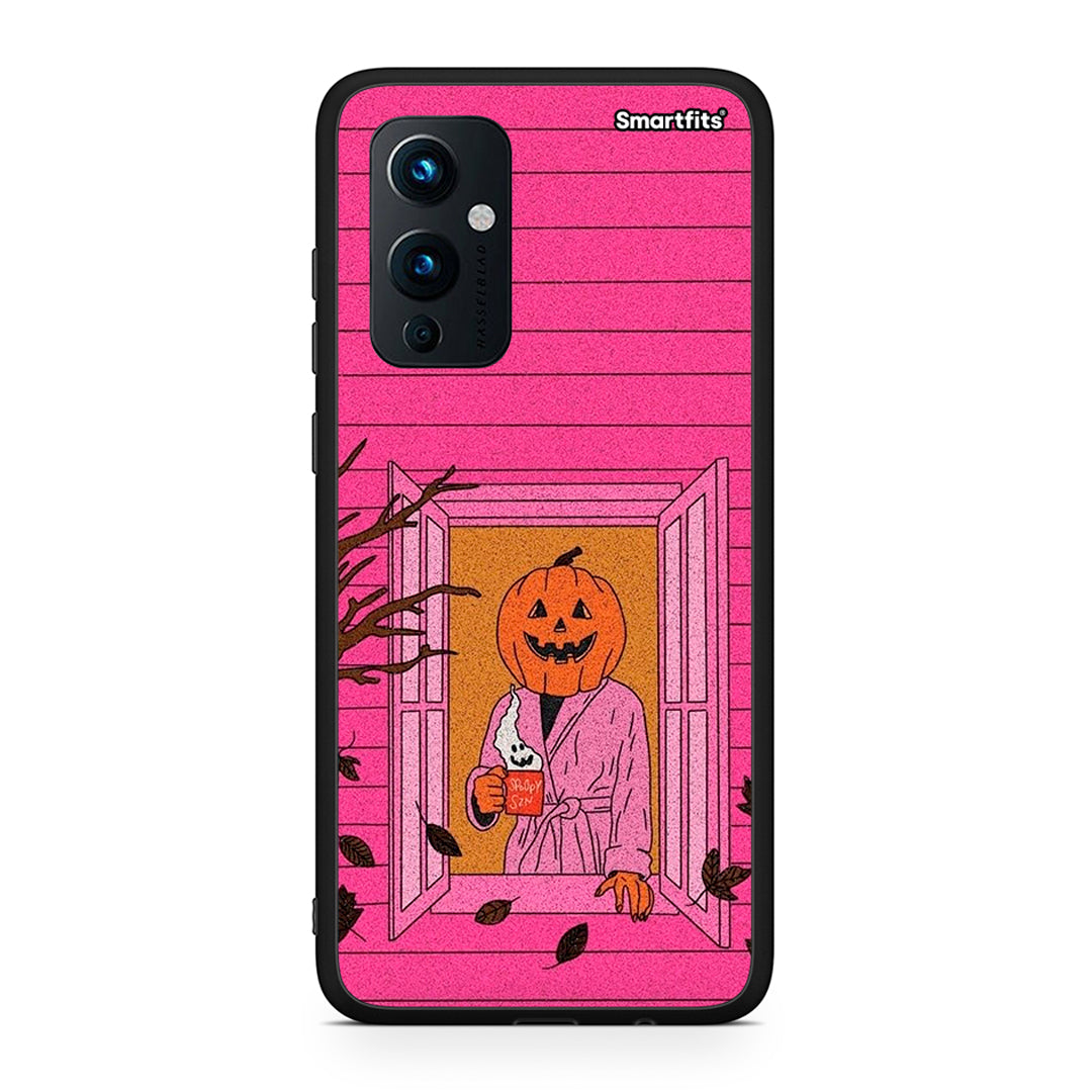 OnePlus 9 Halloween Pumpkin Lady Θήκη από τη Smartfits με σχέδιο στο πίσω μέρος και μαύρο περίβλημα | Smartphone case with colorful back and black bezels by Smartfits