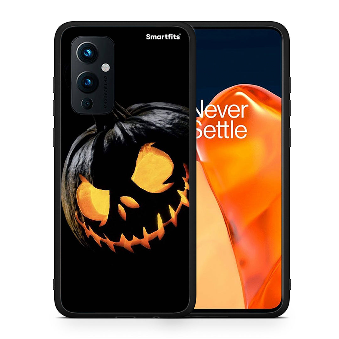 Θήκη OnePlus 9 Halloween Scary Pumpkin από τη Smartfits με σχέδιο στο πίσω μέρος και μαύρο περίβλημα | OnePlus 9 Halloween Scary Pumpkin case with colorful back and black bezels