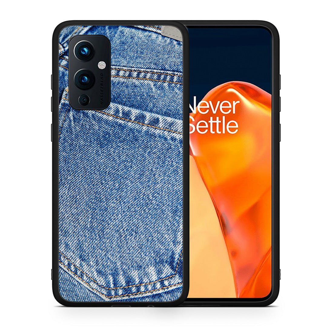 Θήκη OnePlus 9 Jeans Pocket από τη Smartfits με σχέδιο στο πίσω μέρος και μαύρο περίβλημα | OnePlus 9 Jeans Pocket case with colorful back and black bezels