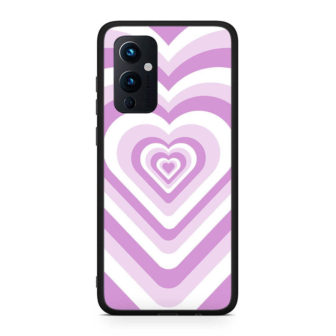 OnePlus 9 Lilac Hearts θήκη από τη Smartfits με σχέδιο στο πίσω μέρος και μαύρο περίβλημα | Smartphone case with colorful back and black bezels by Smartfits